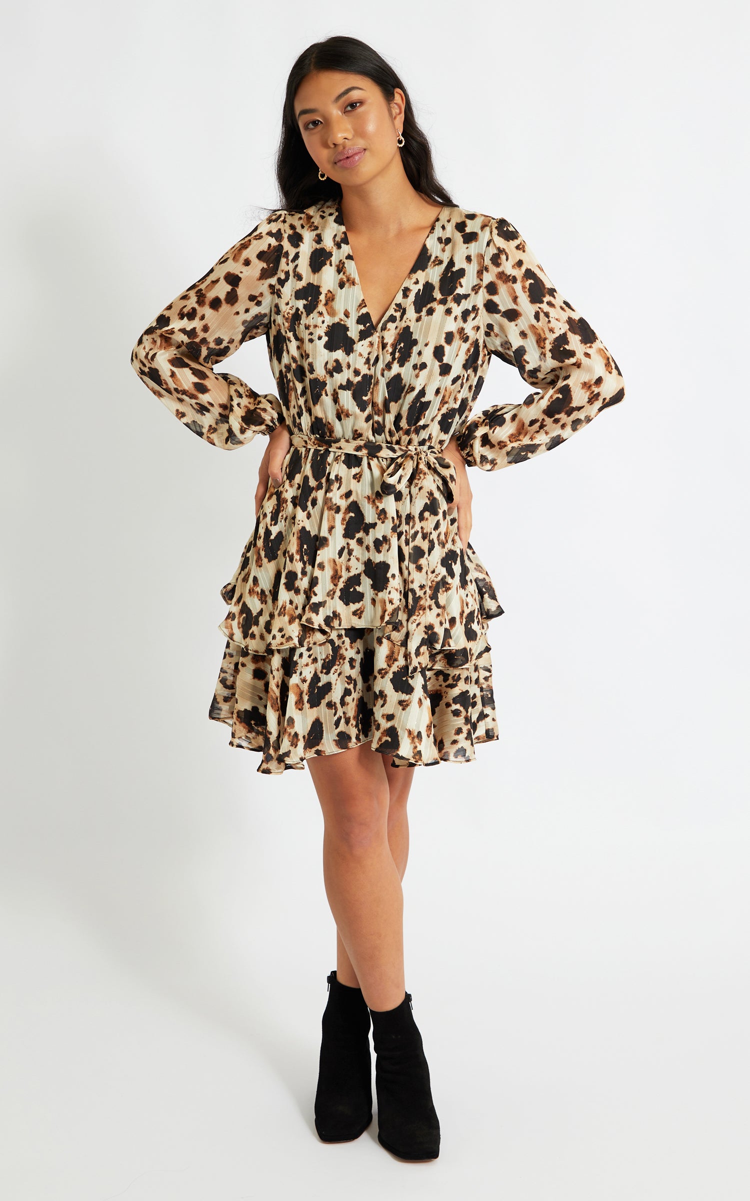 Chiffon Leopard Print Wrap Dress | Pagani